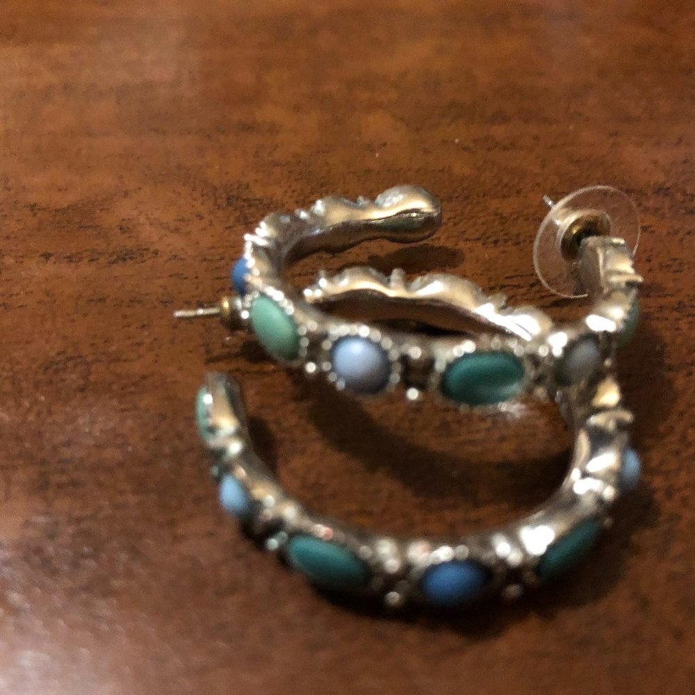 Hoop turquoise earrings by Chaps for Ralph Lauren